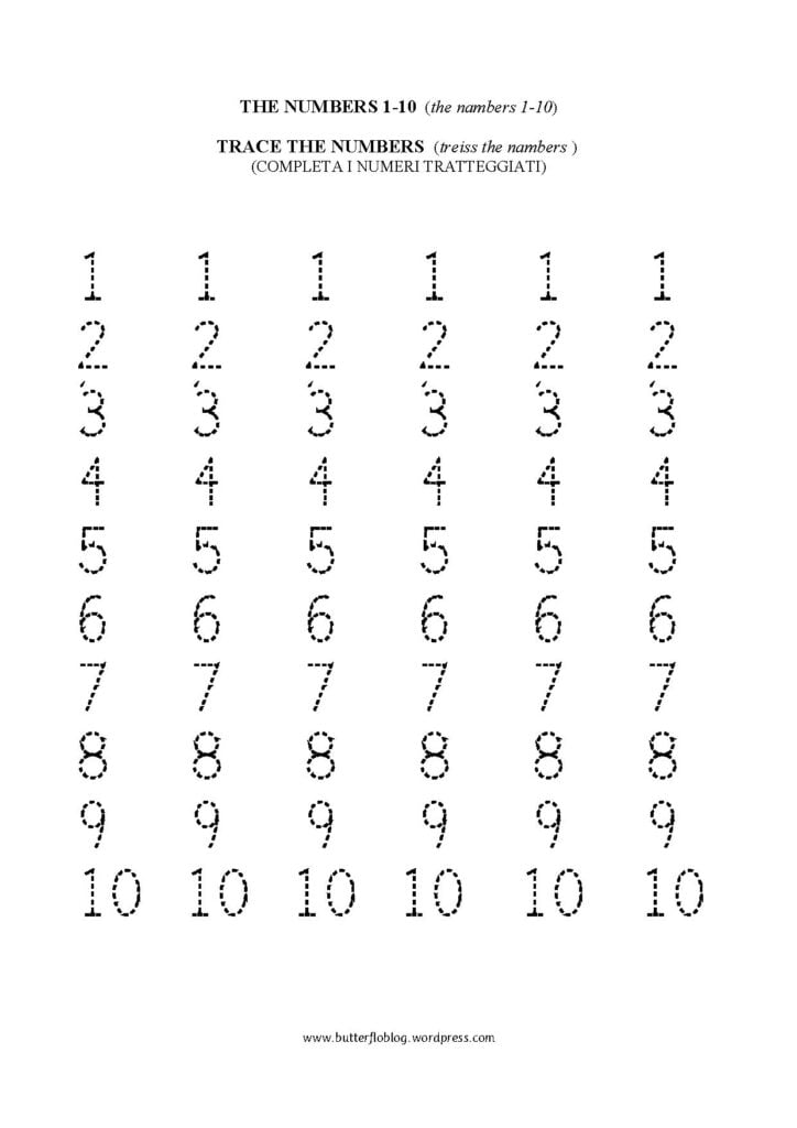 TRACE THE NUMBERS 1-10