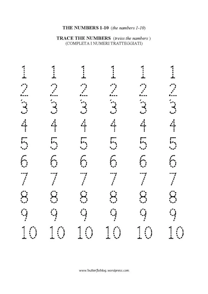 TRACE THE NUMBERS 1-10