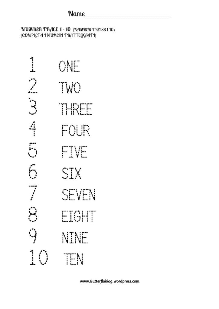 NUMBER TRACE 1-10