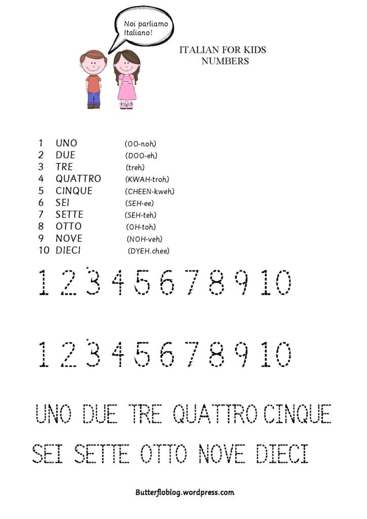 Italian numbers 1-10