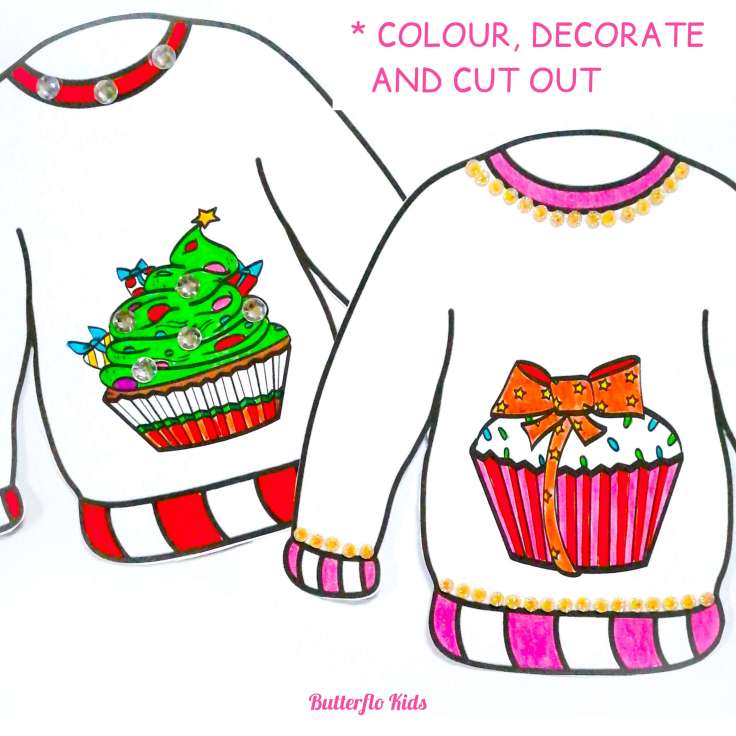Christmas jumper colouring template
