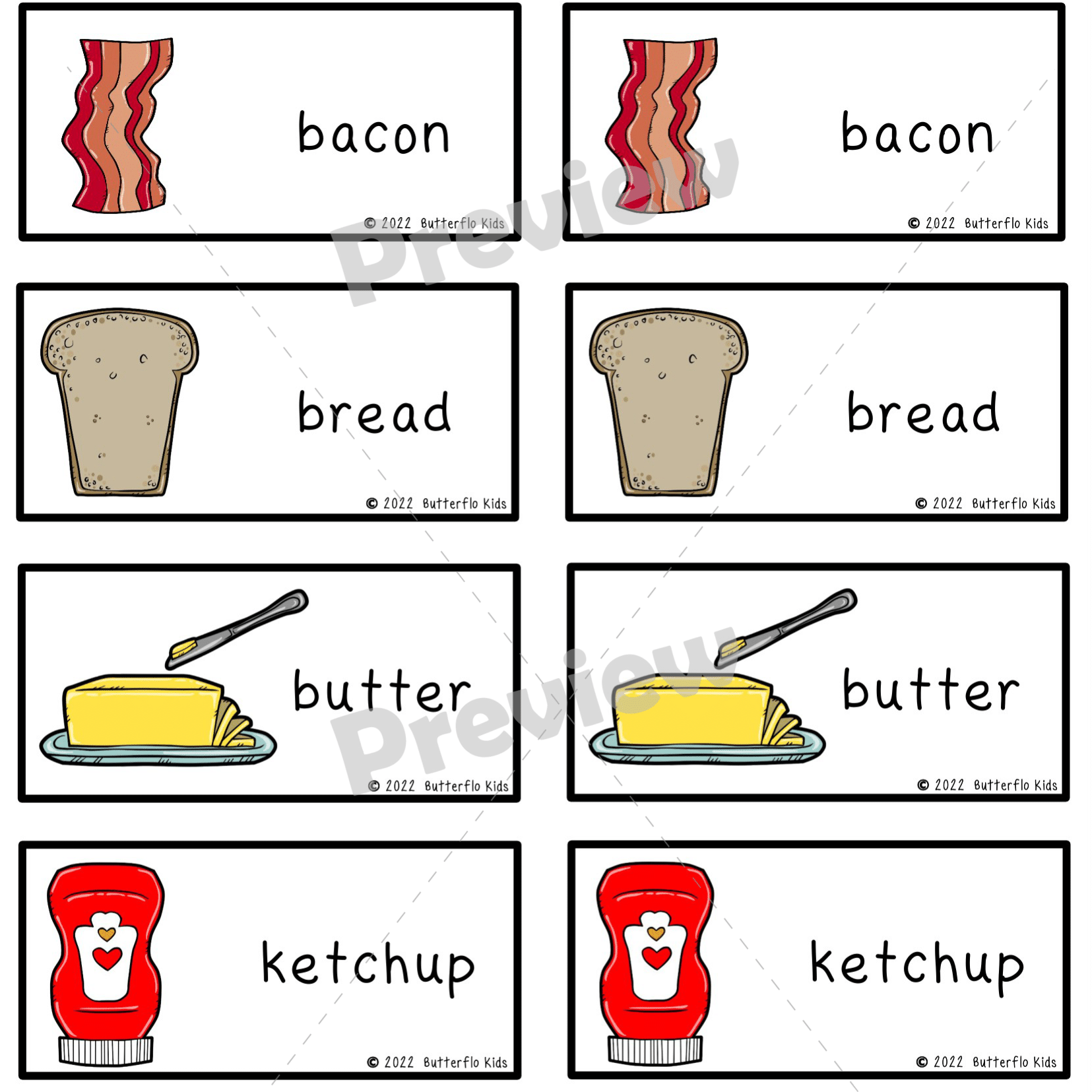 how to make a bacon sandwich for kids flashcards