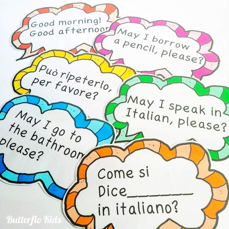 classroom phrases English and Italian