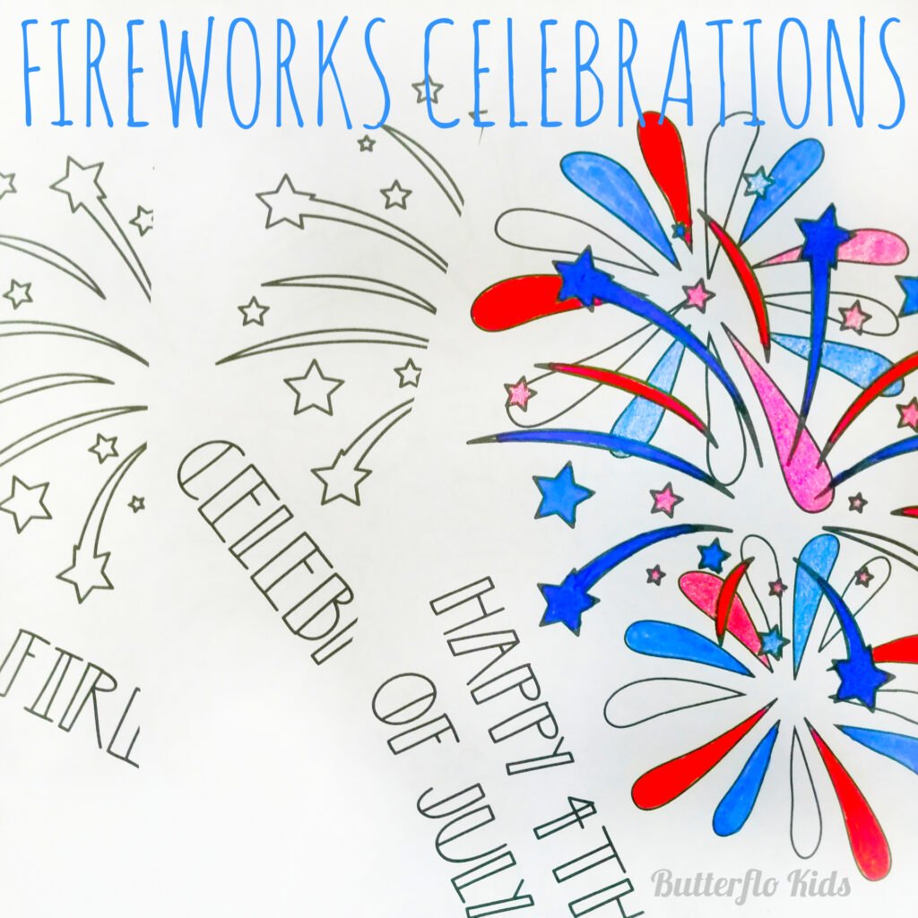 fireworks colouring pages