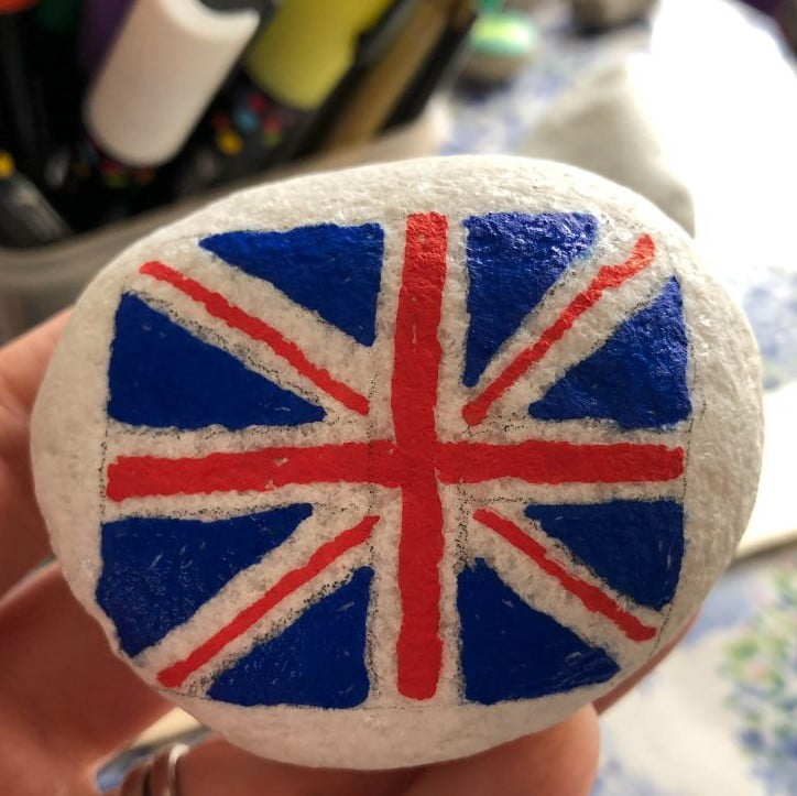 union flag painted rock