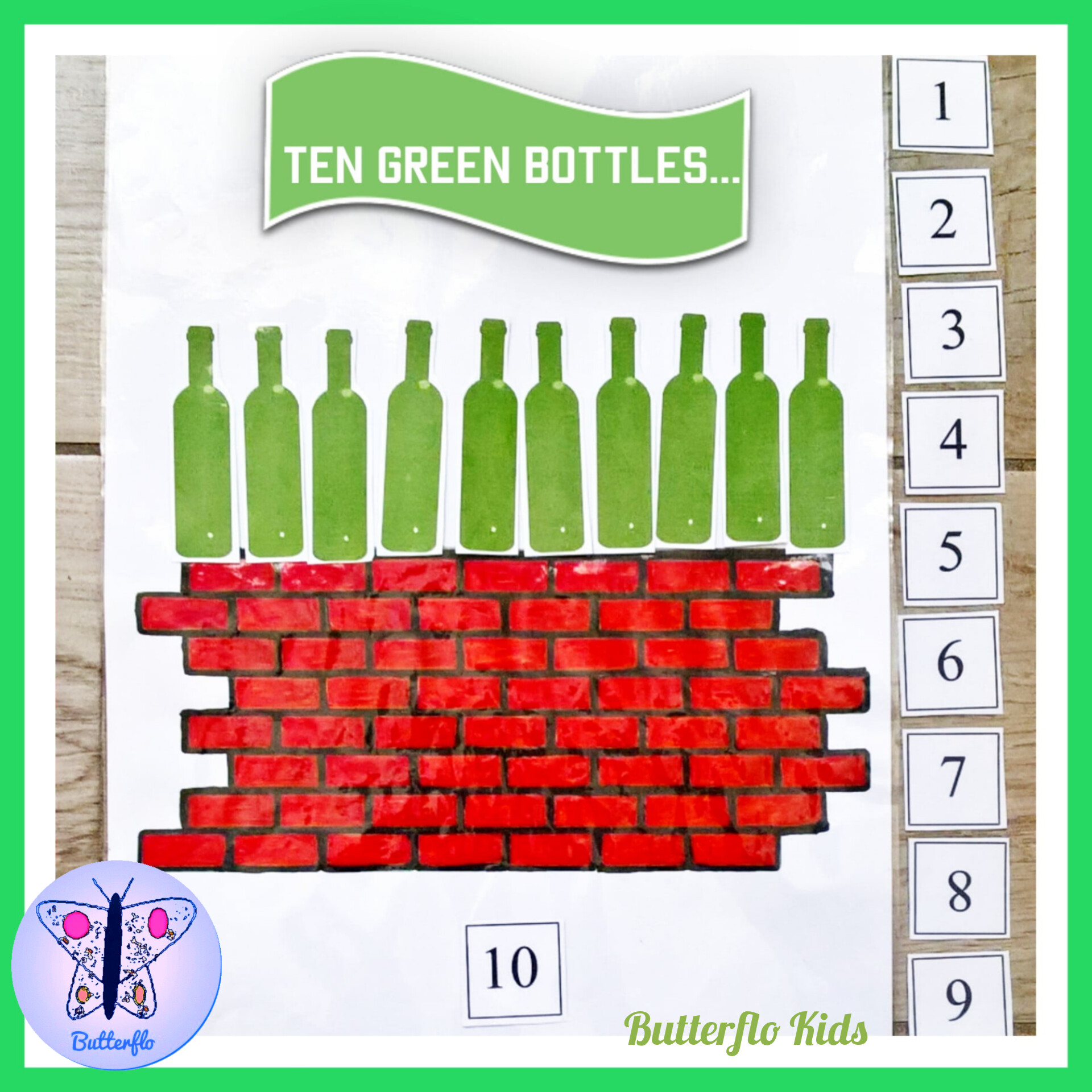 Ten Green Bottles... Nursery Rhyme Butterflo Kids