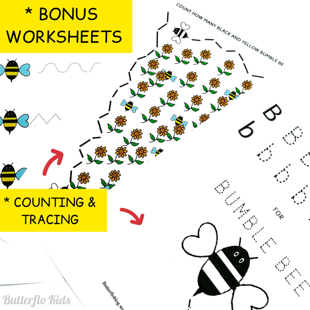 bee counting and tracing worksheets