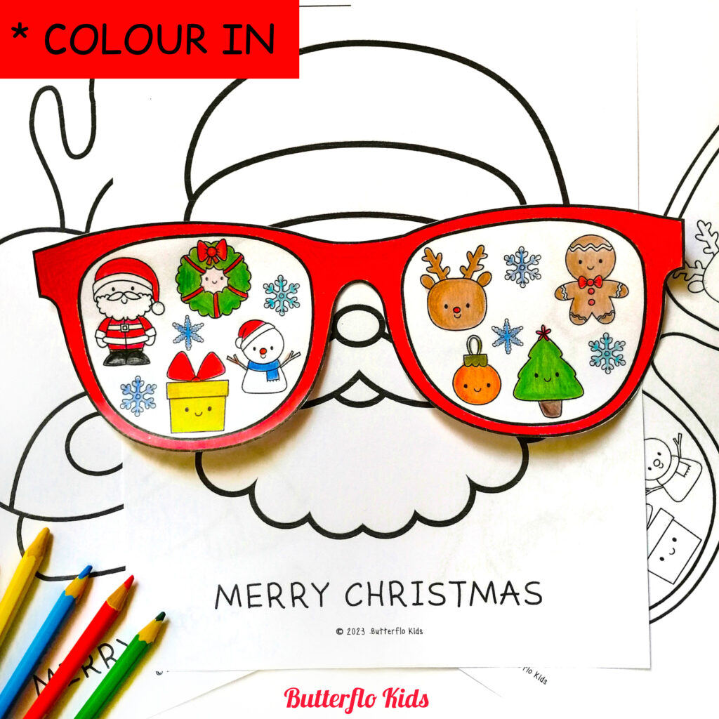Christmas Santa and Rudolph coloring craft