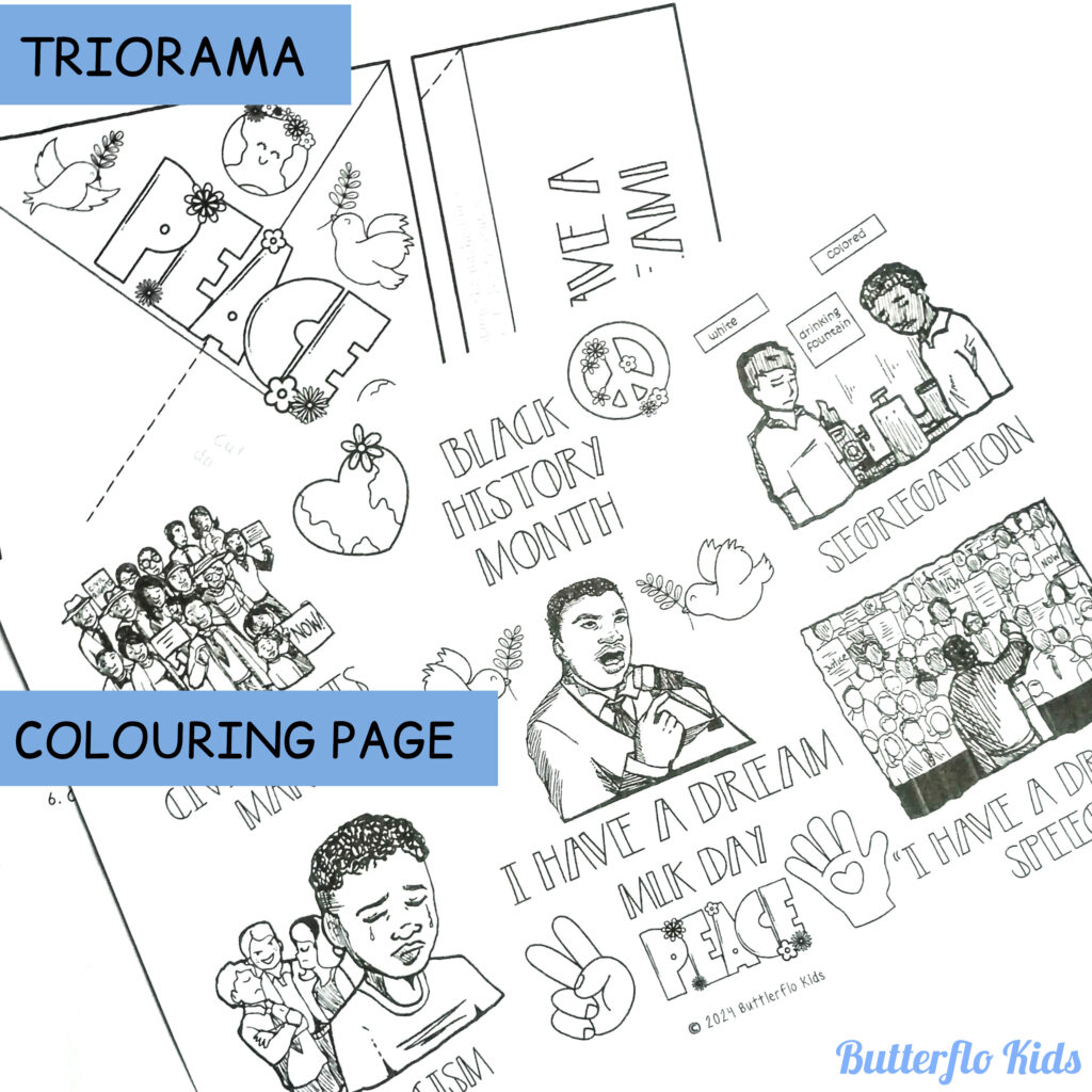 martin luther king jr colouring page triorama