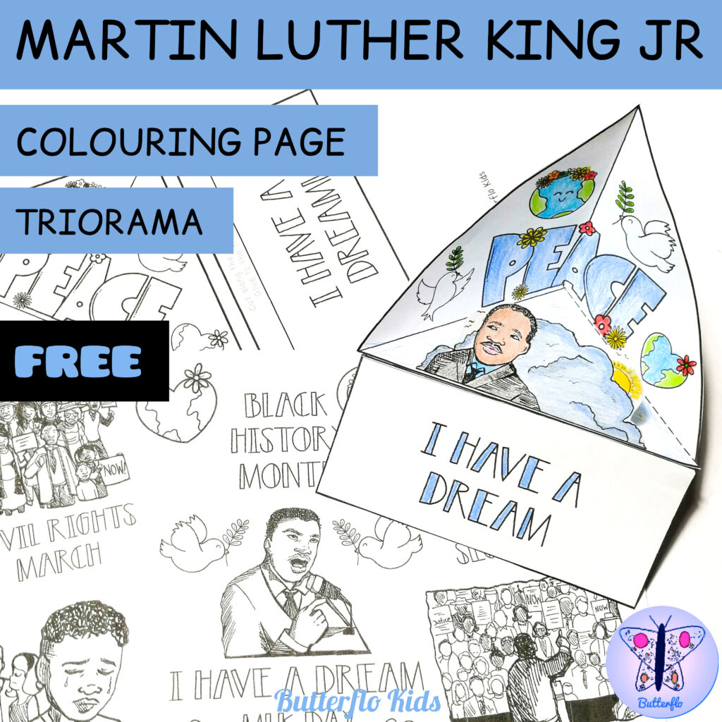 martin luther king jr colouring page and triorama free