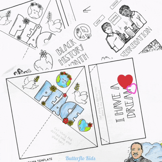 martin luther king jr colouring page and triorama