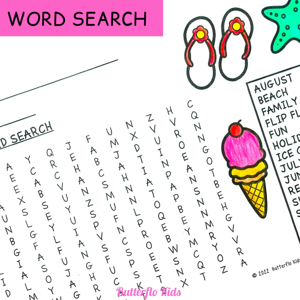 summertime reflections word search