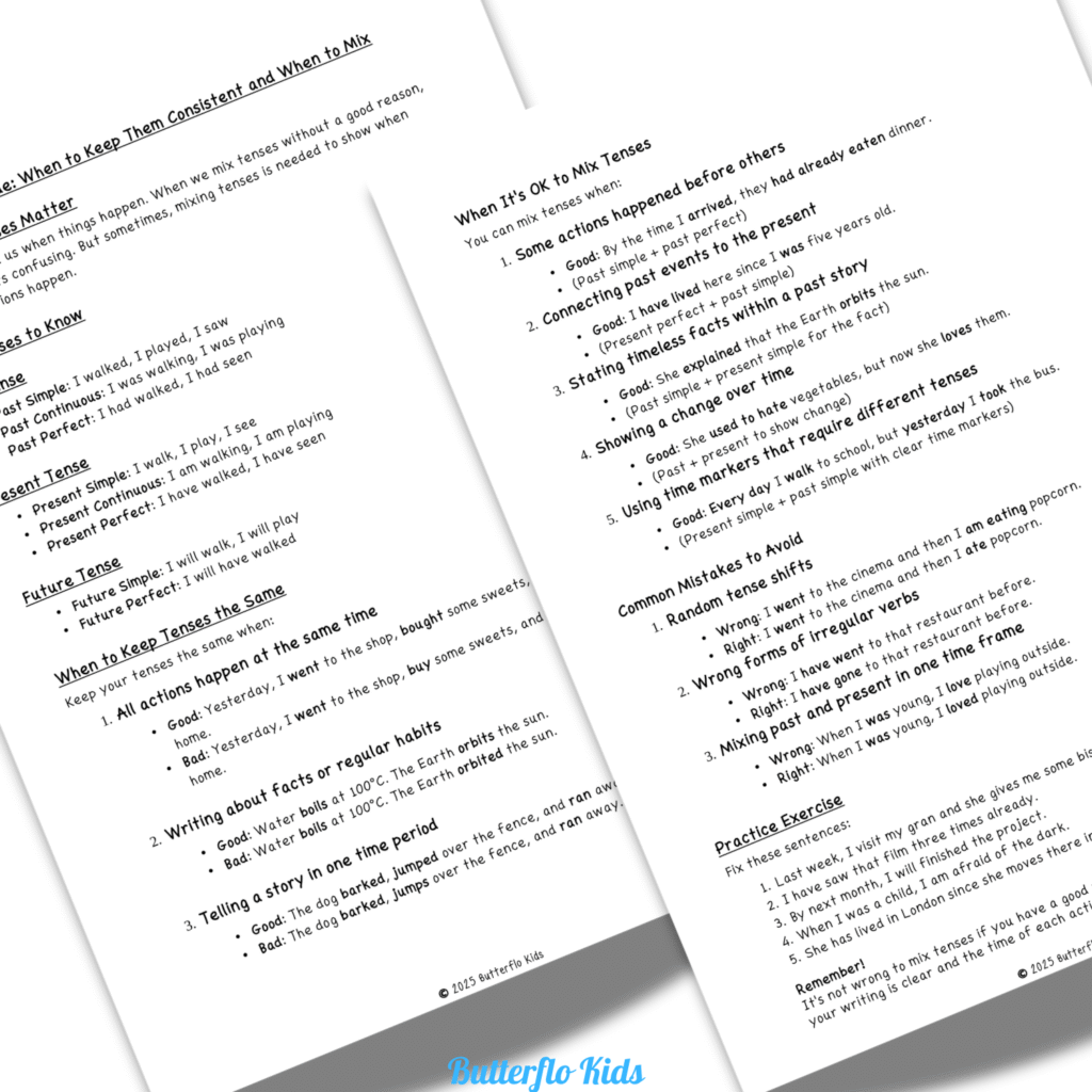 tense shifts lesson plan