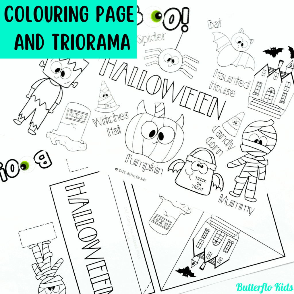 halloween vocabulary colouring page