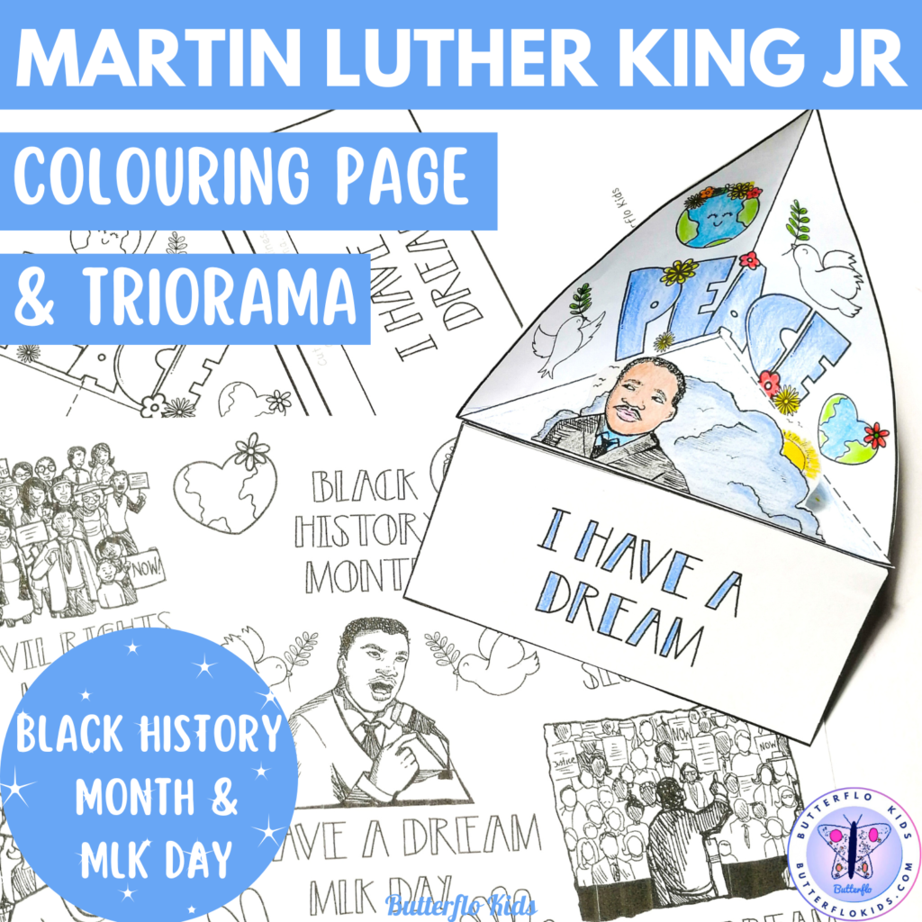 martin luther king jr colouring page and triorama