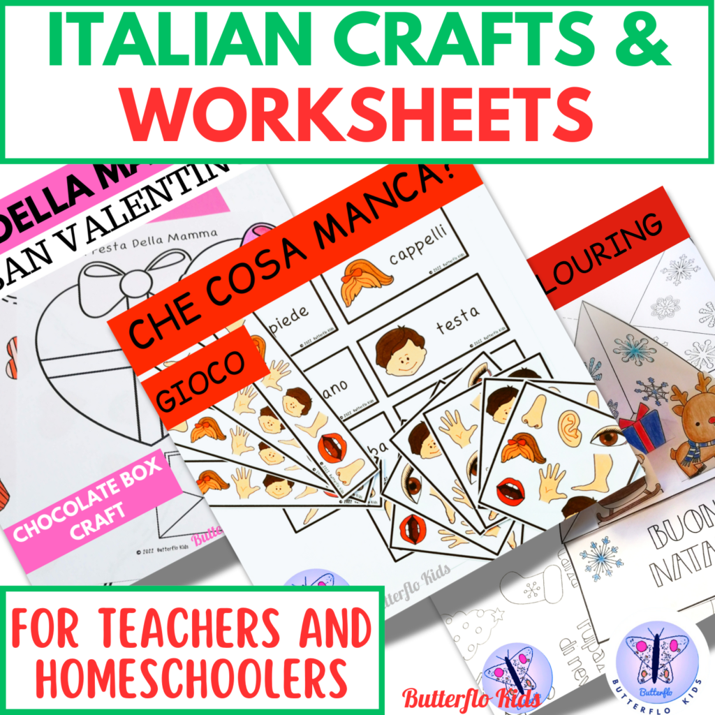 Italian worksheets and crafts bundle