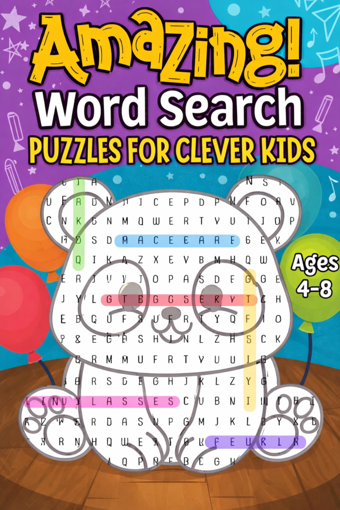 amazing word search puzzles for clever kids age 4 to 8
