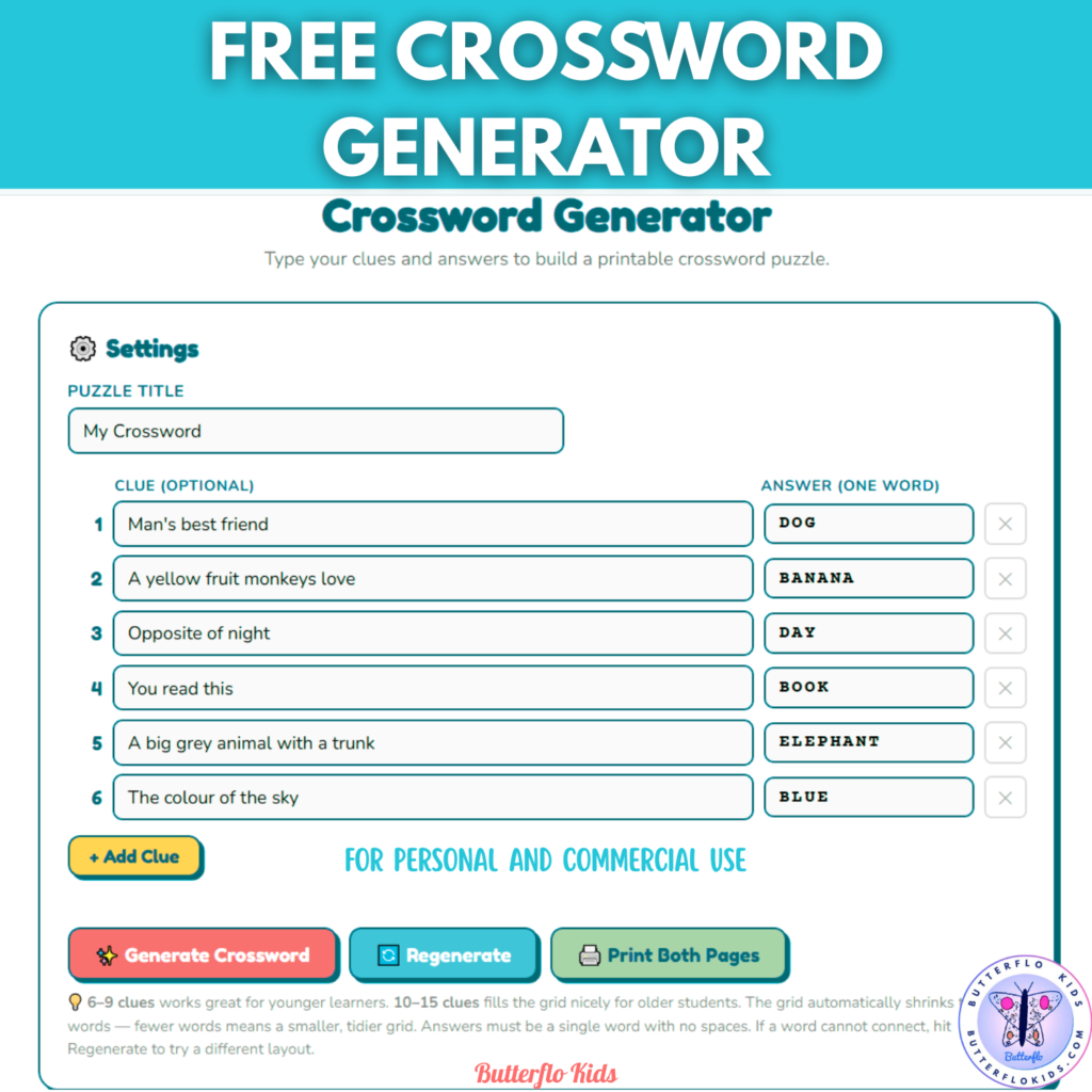 free crossword puzzle generator
