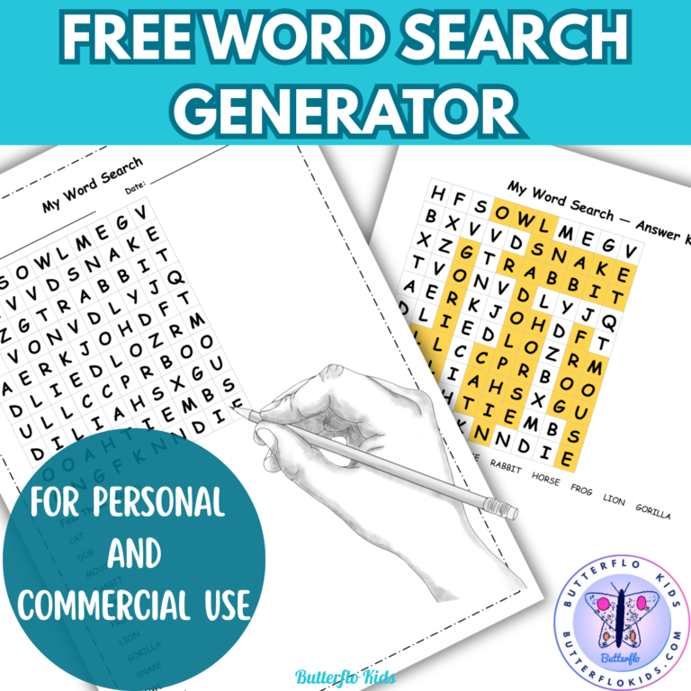 FREE Word Search Puzzle Generator - Butterflo Kids